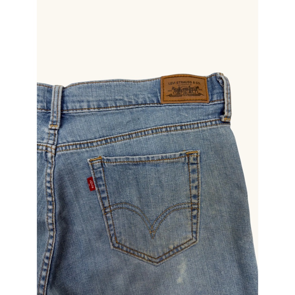 Levis 515 Women Denim Shorts Size 12 Medium Wash Mid Rise Stretch Blue Jean